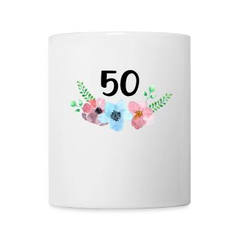Flowers with number for 50th birthday golden wedding - Mug - white - Front