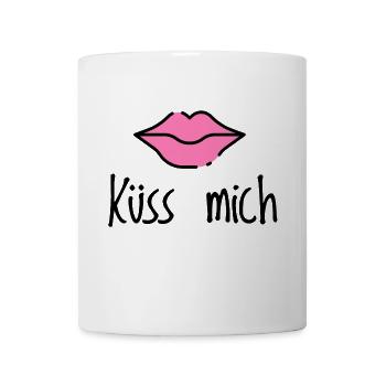 Küss mich. Kussmund Lippen Geschenk - Tasse - Weiß - Vorne