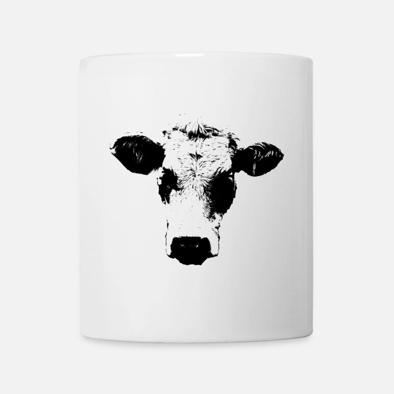 Kuh schwarz weiß Comic - Tasse - Weiß