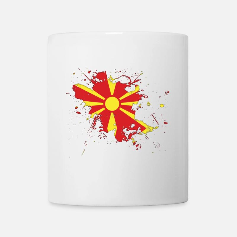Nordmazedonien Mazedonien Flagge als Farbklecks - Tasse - Weiß