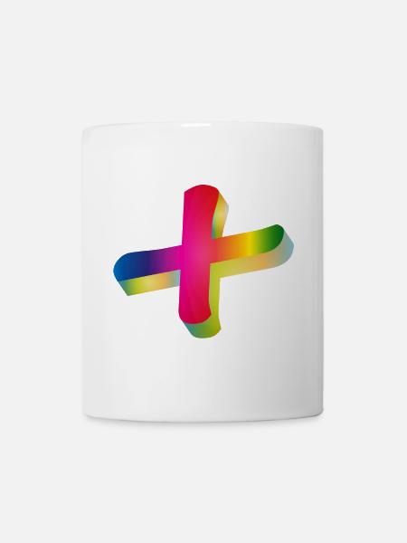 signe plus coloré aux couleurs de l'arc-en-ciel - Mug blanc - blanc