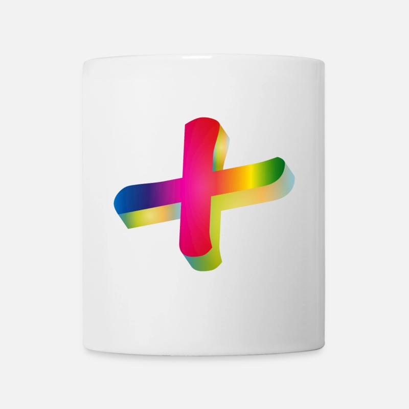 signe plus coloré aux couleurs de l'arc-en-ciel - Mug blanc - blanc