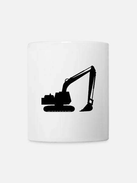 Silhouette mit einem Schaufelbagger, Bagger - Tasse - Weiß