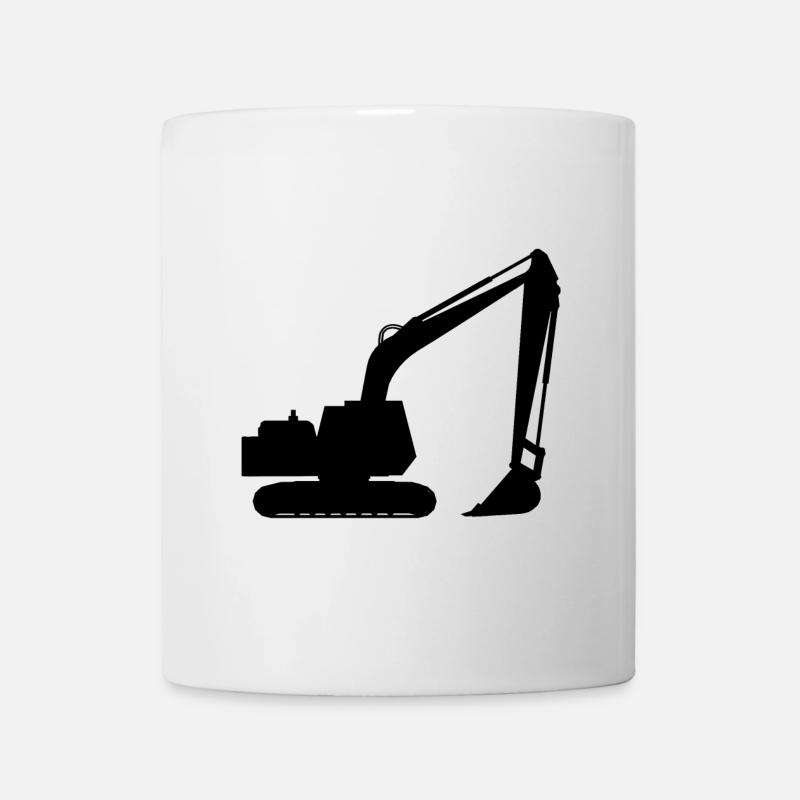 Silhouette mit einem Schaufelbagger, Bagger - Tasse - Weiß