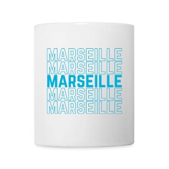 Marseille Outlined Repeat Neon Blau - Tasse - Weiß - Vorne