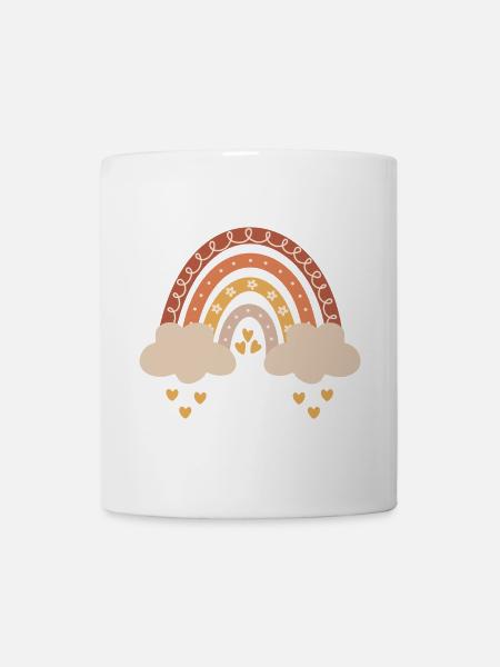 Boho Regenbogen Naturtöne Baby Babyparty Geschenk - Tasse - Weiß