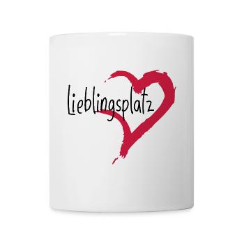 Lieblingsplatz Kissen mit Herz - Tasse - Weiß - Vorne