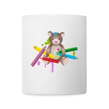 creative bear with colorful crayons - Mug - white - Front