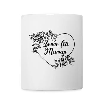 Bonne fête maman Cœur fleuri - Mug blanc - blanc - Devant