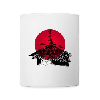 Black Japanese landscape and red sun - Mug - white - Front