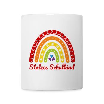 Stolzes Schulkind Boho Regenbogen bunt Einschulung - Tasse - Weiß - Vorne