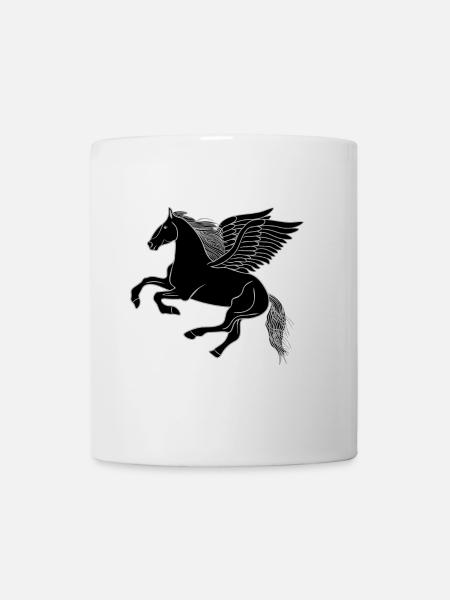 Cheval noir avec des ailes, Pegasus - Mug blanc - blanc