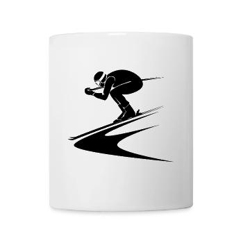 alpine skiing downhill skier skis symbol winter sports - Mug - white - Front