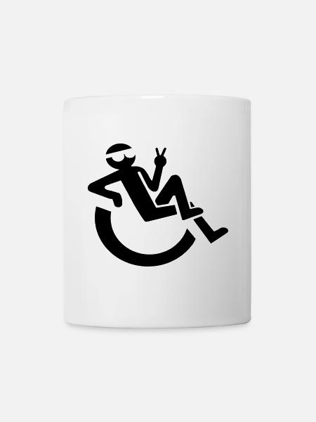 Entspannt fröhlich Rollstuhlfahrer Symbol * - Tasse - Weiß