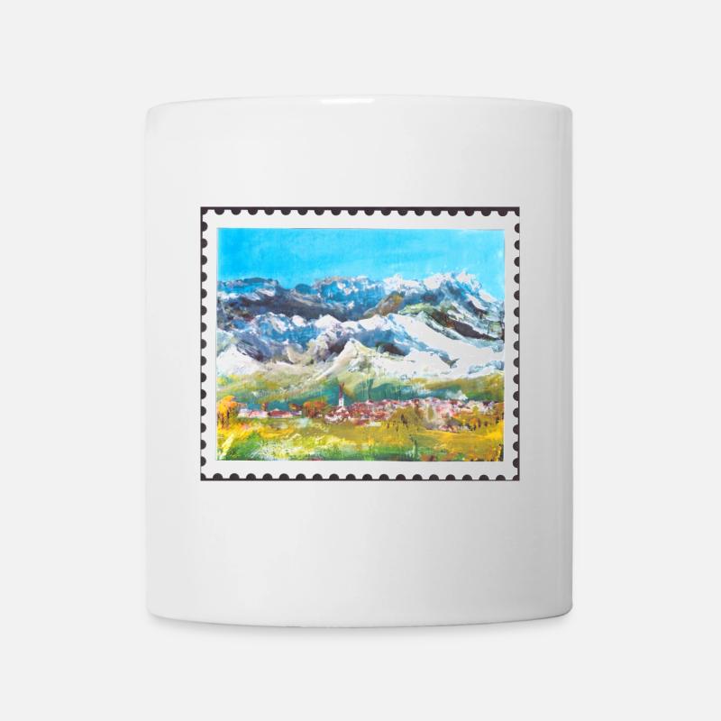 Berglandschaft mit Dorf - Tasse - Weiß