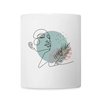 The sleeping dreamer - Minimalist woman's face - Mug - white - Front