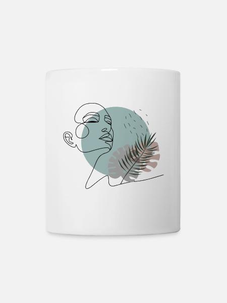 Der schlafende Träumer. - Minimalistisches Gesicht - Tasse - Weiß
