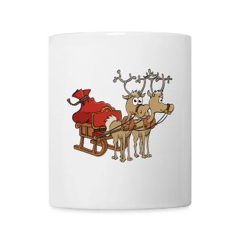 Santa's sleigh with two reindeer. - Mug - white - Front
