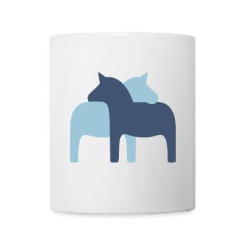 Dala Horse Couple light blue dark blue Horses Love - Mug - white - Front