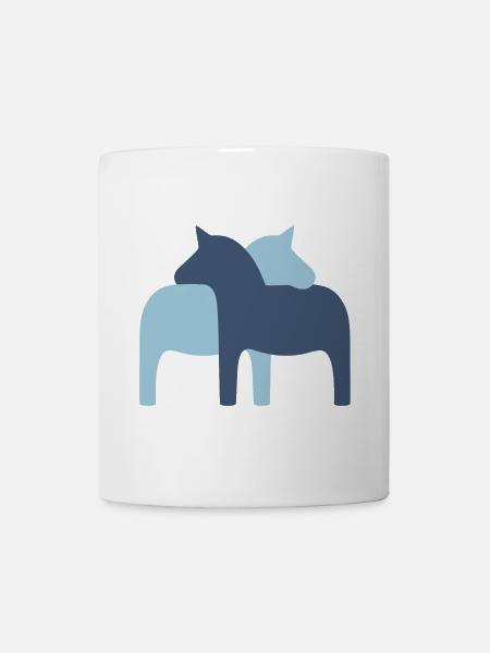 Dalapferd Paar hellblau dunkelblau Pferde Liebe - Tasse - Weiß