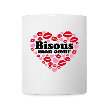 Bisous mon cœur Phrase romantique couple amoureux - Mug blanc - blanc - Devant