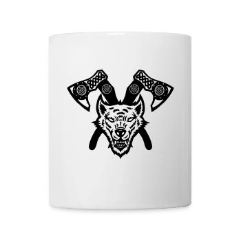 Loup noir et haches vikings - Mug blanc - blanc - Devant