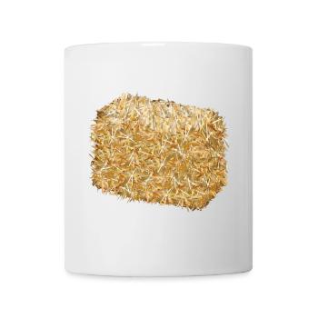 a bale of straw in shimmering golden colours - Mug - white - Front