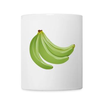 four bright green unripe bananas - Mug - white - Front