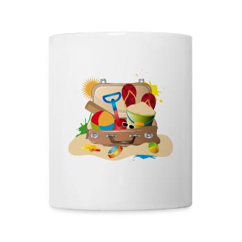 plein de valises emballées pour les vacances à la plage - Mug blanc - blanc - Devant