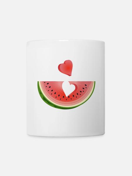 Piece of a watermelon with heart - Mug - white