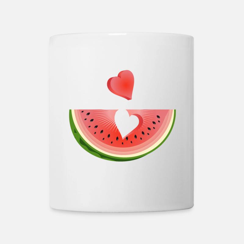 Piece of a watermelon with heart - Mug - white