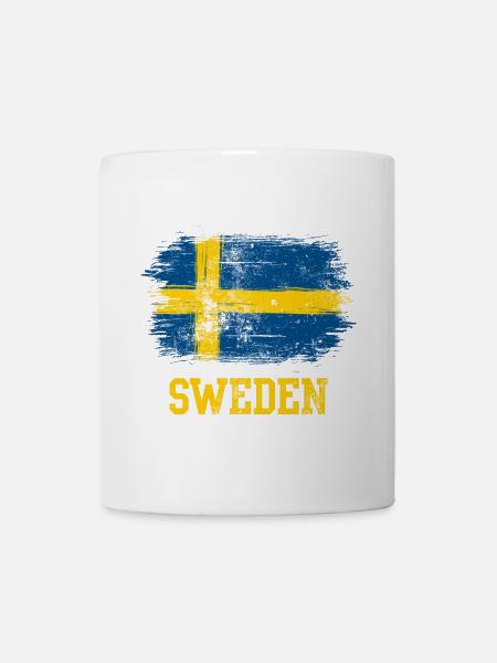 Graphique du drapeau du pinceau suédois - Mug blanc - blanc