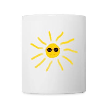 Soleil drôle avec des lunettes de soleil plage d’été - Mug blanc - blanc - Devant