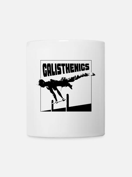 Silhouette de la posture planche de calisthénie - Mug blanc - blanc