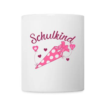 Schulkind Herz rosa Schulanfang - Tasse - Weiß - Vorne