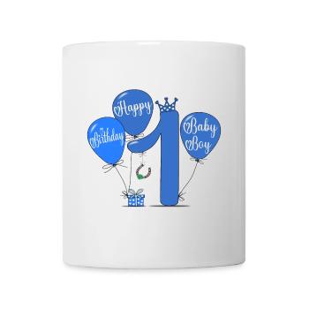 1 Hapy Birthday Luftballon - Tasse - Weiß - Vorne