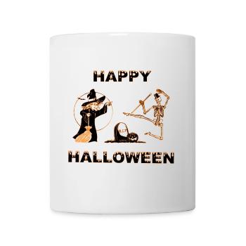 Spooky Halloween wizards and skeleton design - Mug - white - Front