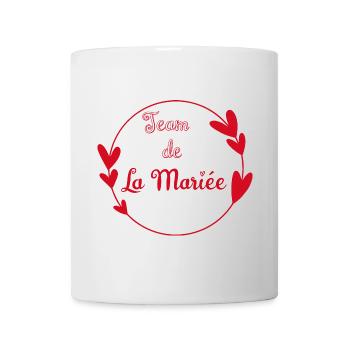 Team de la mariée contour cœurs rouges - Mug blanc - blanc - Devant