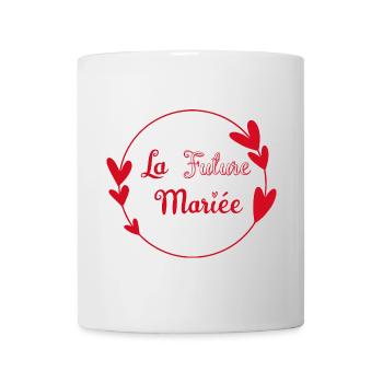 la future mariée contour cœurs rouges romance - Mug blanc - blanc - Devant