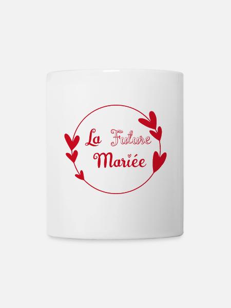 la future mariée contour cœurs rouges romance - Mug blanc - blanc