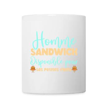 Homme sandwich disponible pour les petites faims - Mug blanc - blanc - Devant