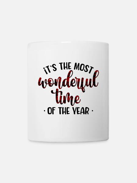 Crimson Plaid Script - Mug - white