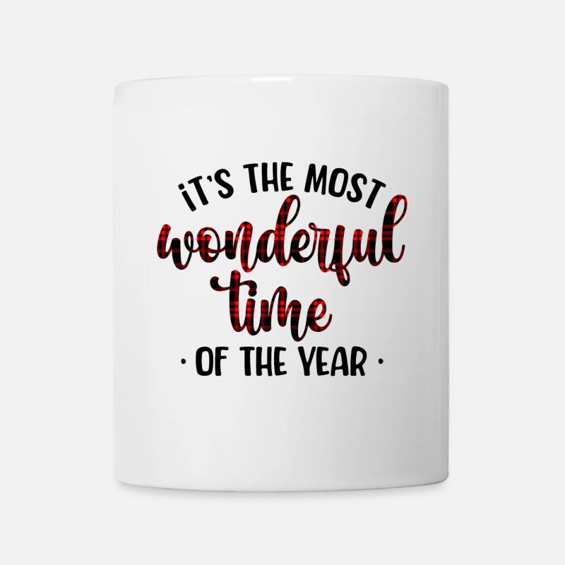 Crimson Plaid Script - Mug - white