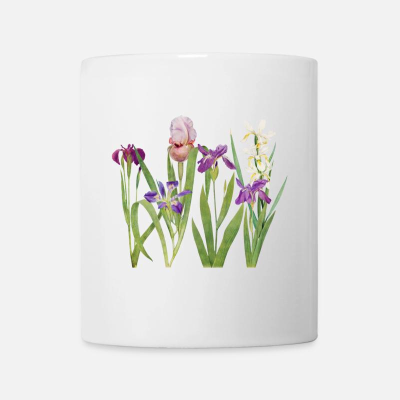 Iris sauvage et orchidée design botanique - Mug blanc - blanc