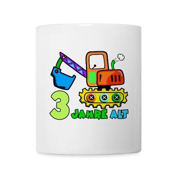 3 Jahre Alt Baufahrzeug Illustration - Tasse - Weiß - Vorne