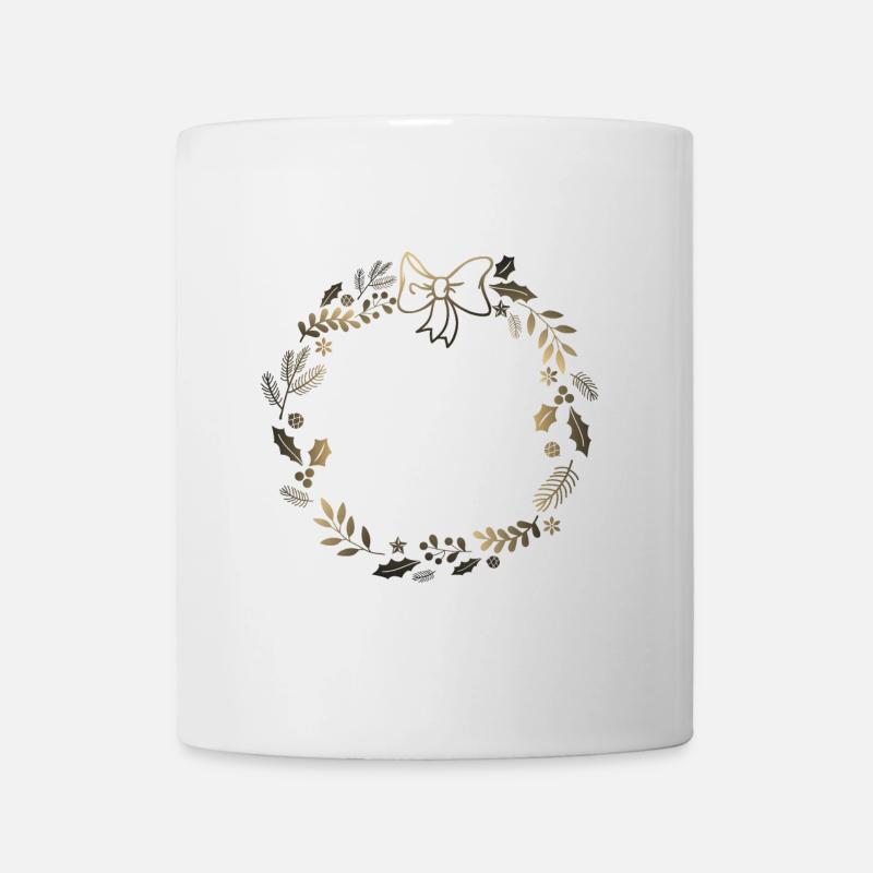 Goldener Festkranz mit Schleife - Tasse - Weiß
