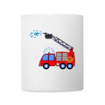 Feuerwehrfahrzeug mit Leiter und Wasser Kinder - Tasse - Weiß - Vorne