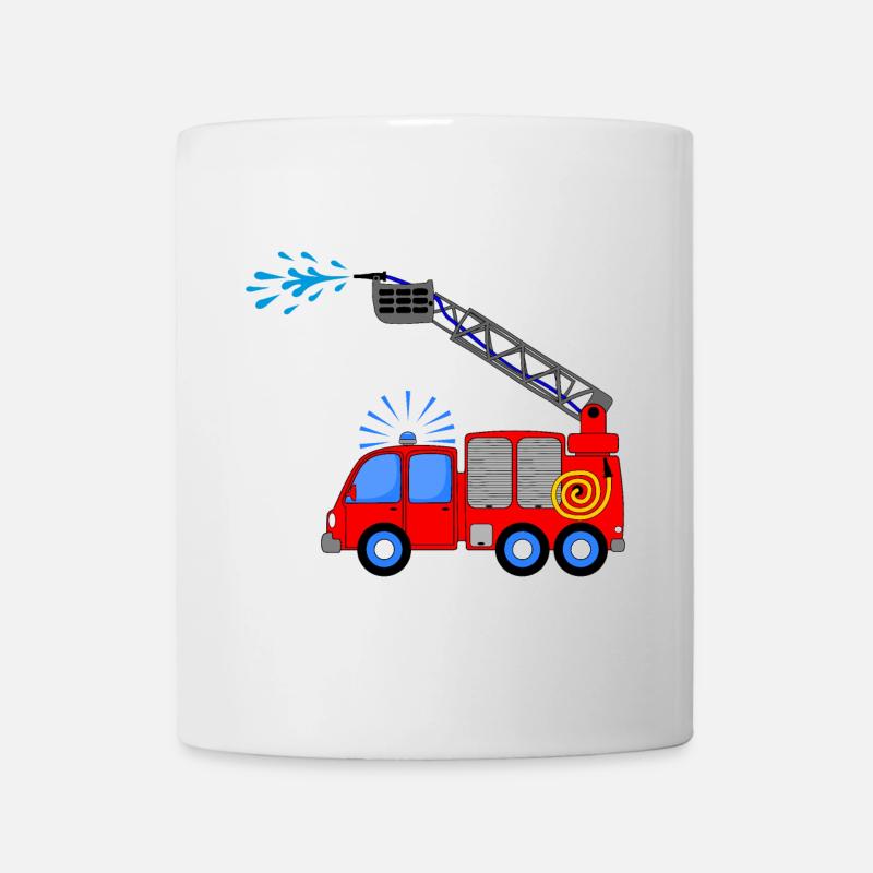 Camion de pompiers avec échelle et eau enfants - Mug blanc - blanc