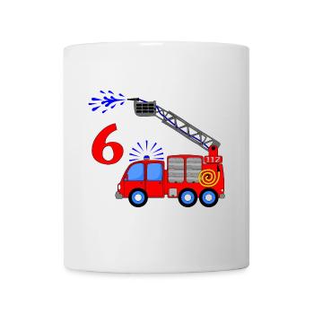 Feuerwehrfahrzeug 6 Geburtstag Kinder - Tasse - Weiß - Vorne