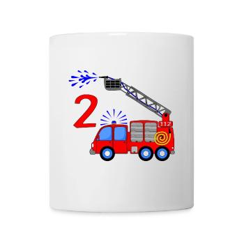 Feuerwehrfahrzeug 2 Geburtstag Kinder - Tasse - Weiß - Vorne